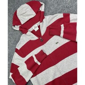 Lacoste Hooded Men's 44 Sweater Full‎ Zip Striped Cachmere Blend